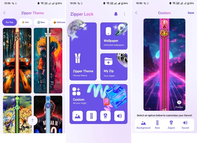 Zipper Lock Screen App