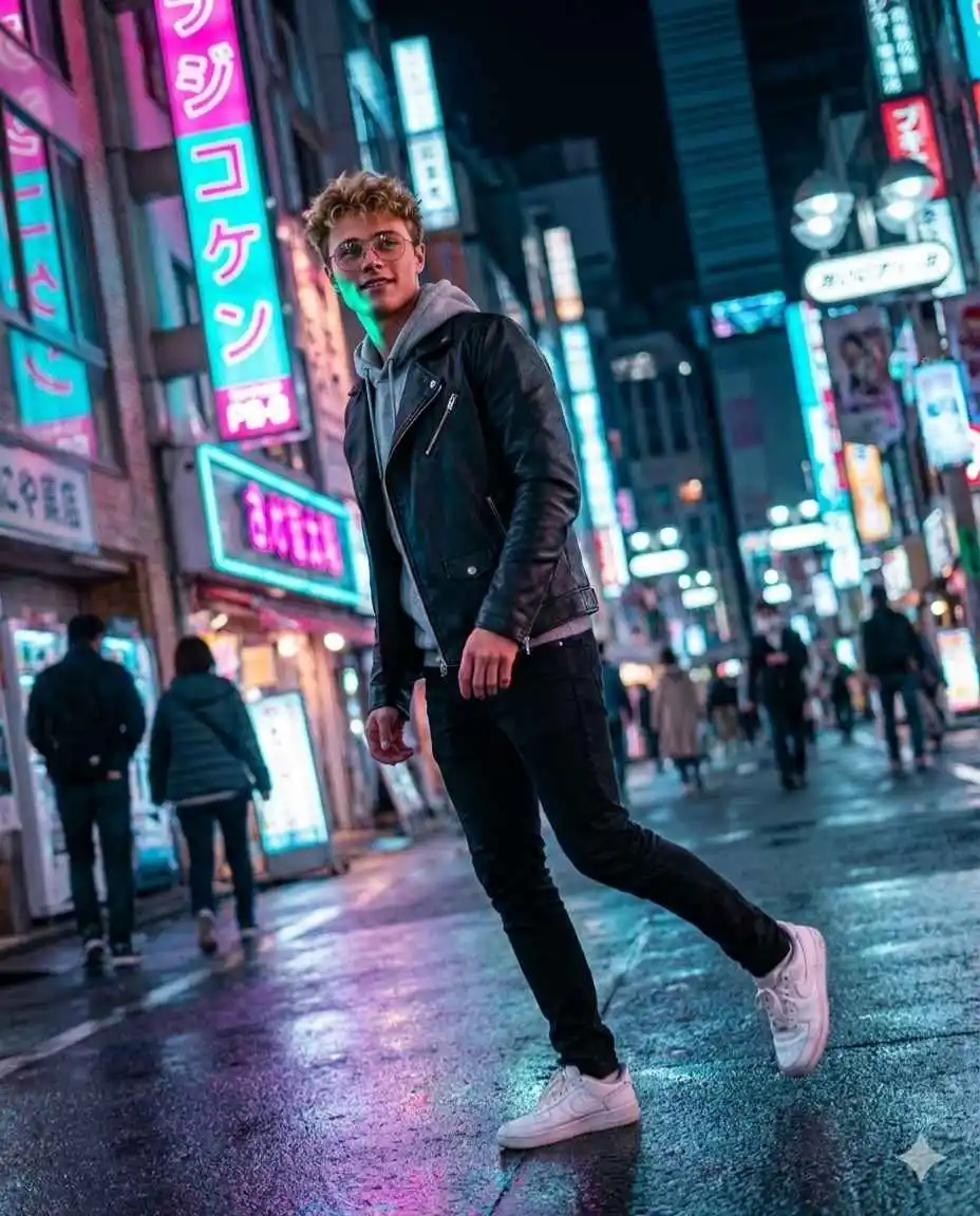 Cinematic night city lifestyle photo generated using Google Gemini AI